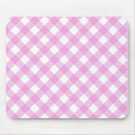 Pastel Roze en Wit Hoekig Plaid Muismat