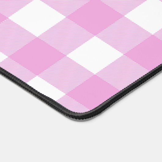 Pastel Roze en Wit Plaid Bureaumat (Hoek)