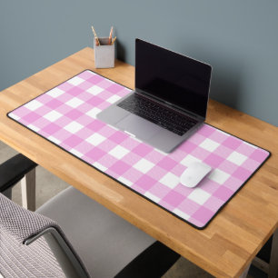 Pastel Roze en Wit Plaid Bureaumat