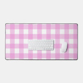 Pastel Roze en Wit Plaid Bureaumat (Keyboard & Muis)