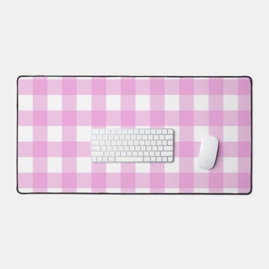 Pastel Roze en Wit Plaid Bureaumat (Keyboard & Muis)