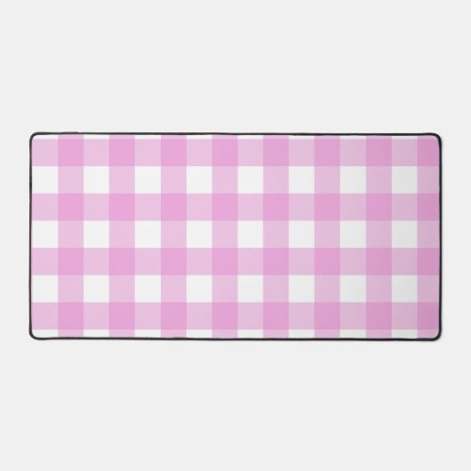 Pastel Roze en Wit Plaid Bureaumat (Voorkant)