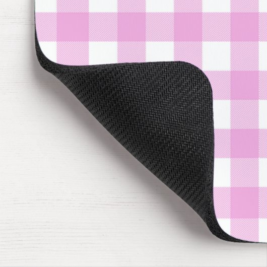 Pastel Roze en Wit Plaid Muismat (Hoek)