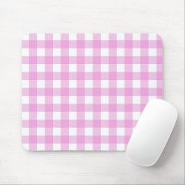 Pastel Roze en Wit Plaid Muismat