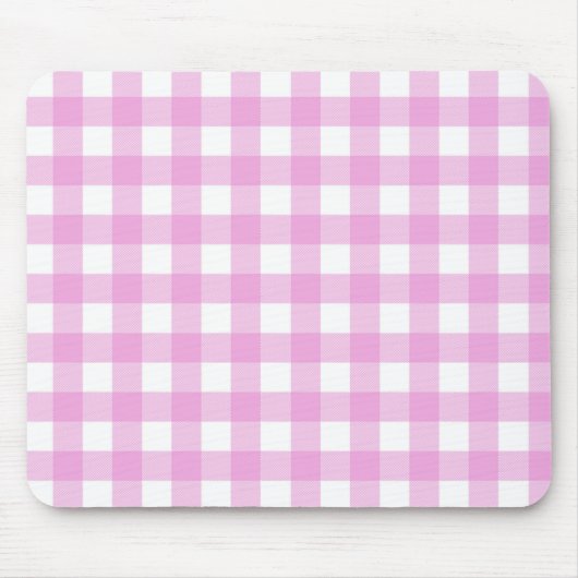 Pastel Roze en Wit Plaid Muismat (Voorkant)