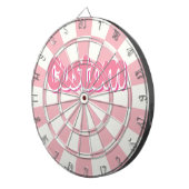 Pastel Roze En Witte Aanpasbare Tekst Dartbord (Voorkant Rechts)
