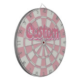 Pastel Roze En Witte Aanpasbare Tekst Dartbord (Voorkant Links)