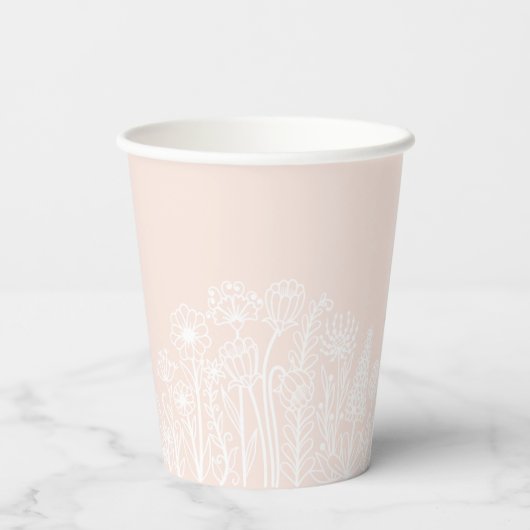 Pastel Roze en witte Baby in Bloom Cup Papieren Bekers (Achterkant)