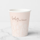 Pastel Roze en witte Baby in Bloom Cup Papieren Bekers (Voorkant)