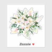 Pastel roze en witte bloemen boeket sticker (Vel)