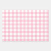 pastel roze en witte buffel geruite inpakpapier vel (Voorkant 3)
