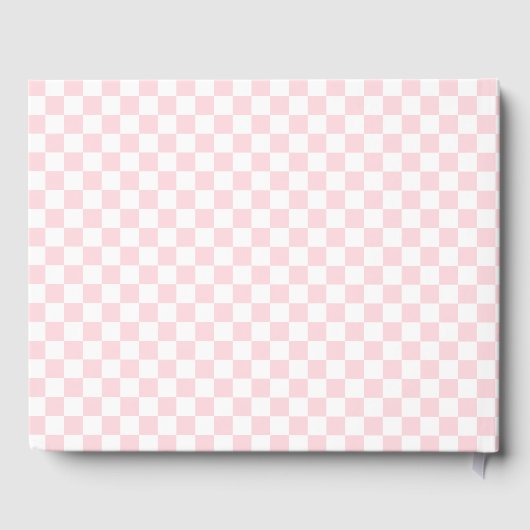 Pastel Roze en Witte Checker Viering van het Leven Gastenboek (Achterkant)