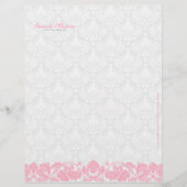 Pastel Roze en Witte Damasjes & Zwemmen Briefhoofd Sjabloon (Voorkant)