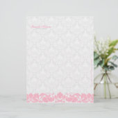 Pastel Roze en Witte Damasjes & Zwemmen Briefhoofd Sjabloon (Staand voorkant)