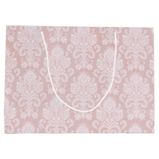 Pastel Roze en Witte Damast Groot Cadeauzakje (Achterkant)