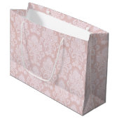 Pastel Roze en Witte Damast Groot Cadeauzakje (Voorkant Gekanteld)