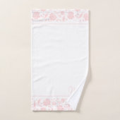 Pastel-roze en witte  damast monogram bad handdoek (Handdoek)