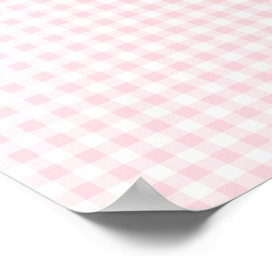 Pastel Roze en Witte Gingham Poster (Hoek)
