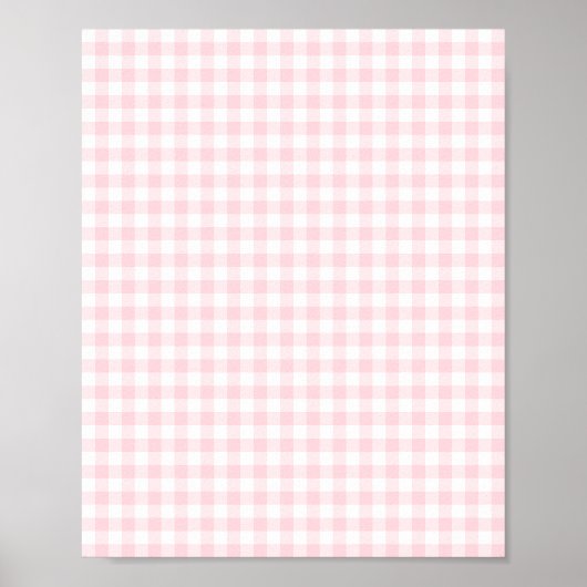 Pastel Roze en Witte Gingham Poster (Voorkant)