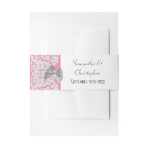 Pastel roze en witte kant traditionele bruiloft uitnodigingen wikkel