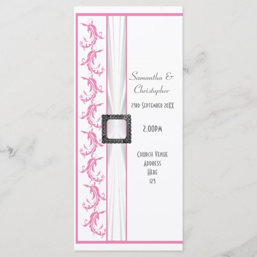 Pastel roze en witte kerk bruiloft programma programmakaart (Voorkant)