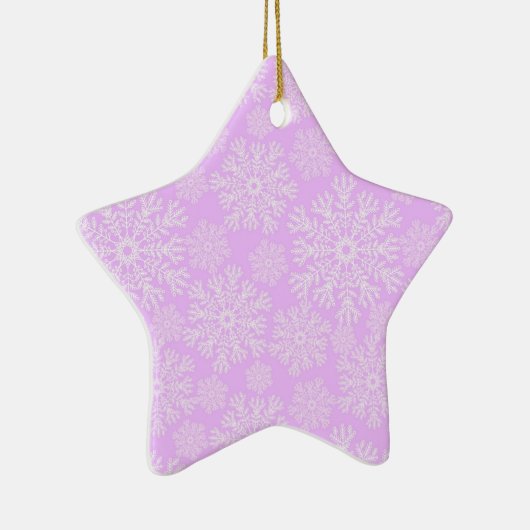 Pastel roze en witte kerst sneeuwvlokken patroon keramisch ornament (Rechts)