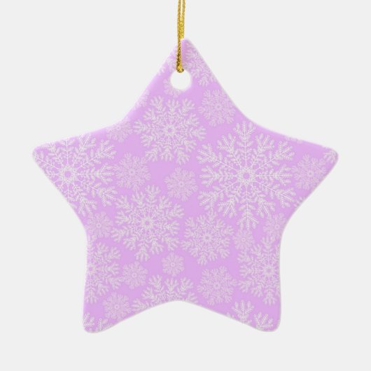 Pastel roze en witte kerst sneeuwvlokken patroon keramisch ornament (Voorkant)