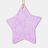 Pastel roze en witte kerst sneeuwvlokken patroon keramisch ornament (Links)