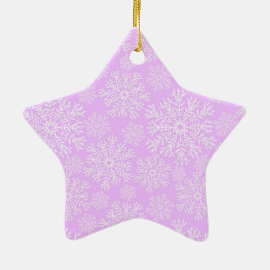 Pastel roze en witte kerst sneeuwvlokken patroon keramisch ornament (Achterkant)