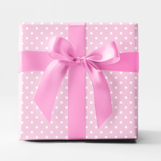 Pastel Roze en Witte Kleine Polka Dot Cadeaupapier