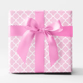 Pastel Roze en Witte Lattice Quatrefoil Cadeaupapier