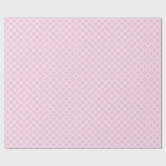 Pastel Roze en Witte Lattice Quatrefoil Cadeaupapier (Vlak)