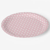 Pastel roze en witte poka dots patroon papieren bordje (Gekanteld)