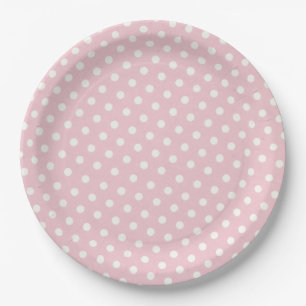 Pastel roze en witte poka-punten patroon papieren bordje