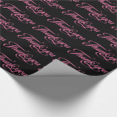 Pastel roze en zwart bedankt patroon cadeaupapier (Hoek)