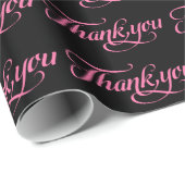 Pastel roze en zwart bedankt patroon cadeaupapier (Rol Hoek)