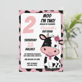 Pastel Roze en Zwarte Moo Koe Elke Leeftijd Verjaa Kaart (Staand voorkant)