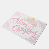 Pastel Roze Engel Kerstmis Deurmat (Schuin)