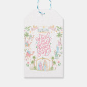 Pastel Roze Engel Kerststal Cadeaulabel (Achterkant)