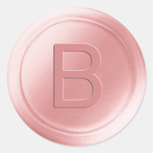 Pastel Roze Enkele Letter Wax Seal Look Sticker