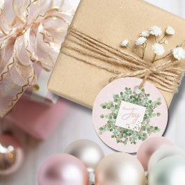 Pastel Roze Eucalyptus Holiday Gift Bedankjes Labels