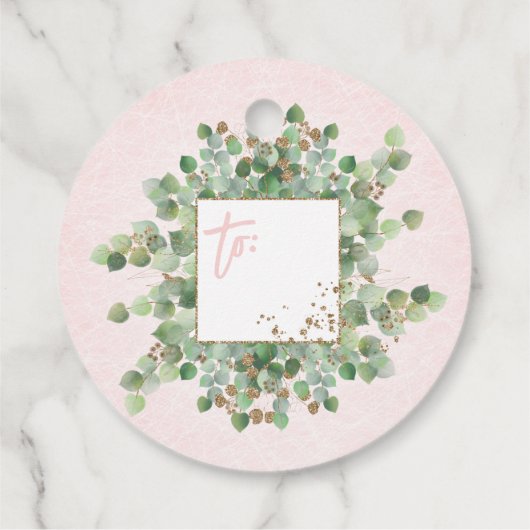 Pastel Roze Eucalyptus Holiday Gift Bedankjes Labels (Achterkant)