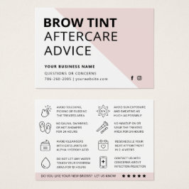 Pastel Roze Eyebrow Tint Aftercare Kaart