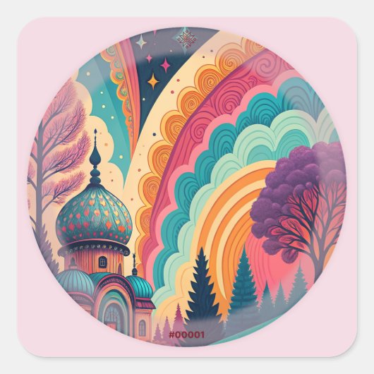 Pastel Roze Fantasie Sticker #00001 – Aanpasbaar (Voorkant)