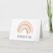 Pastel Roze & Faux Glitter Boho Regenboog Afstuder Kaart (Voorkant)