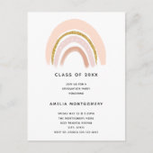 Pastel Roze & Faux Glitter Boho Regenboog Afstuder Uitnodiging Briefkaart (Voorkant)
