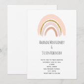 Pastel Roze & Faux Glitter Boho Regenboog Bruiloft Kaart (Voorkant / Achterkant)