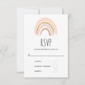 Pastel Roze & Faux Glitter Boho Regenboog RSVP Kaartje (Voorkant)