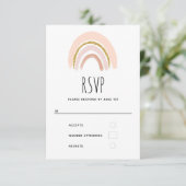 Pastel Roze & Faux Glitter Boho Regenboog RSVP Kaartje (Staand voorkant)