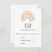 Pastel Roze & Faux Glitter Boho Regenboog RSVP Kaartje (Voorkant / Achterkant)